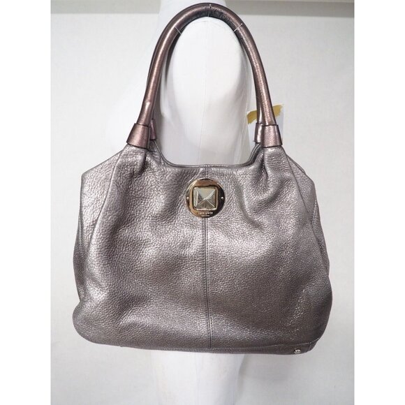 Kate Spade New York Pebbled Shimmering Silver Leather Buckle Closure Hobo Bag - Picture 1 of 9
